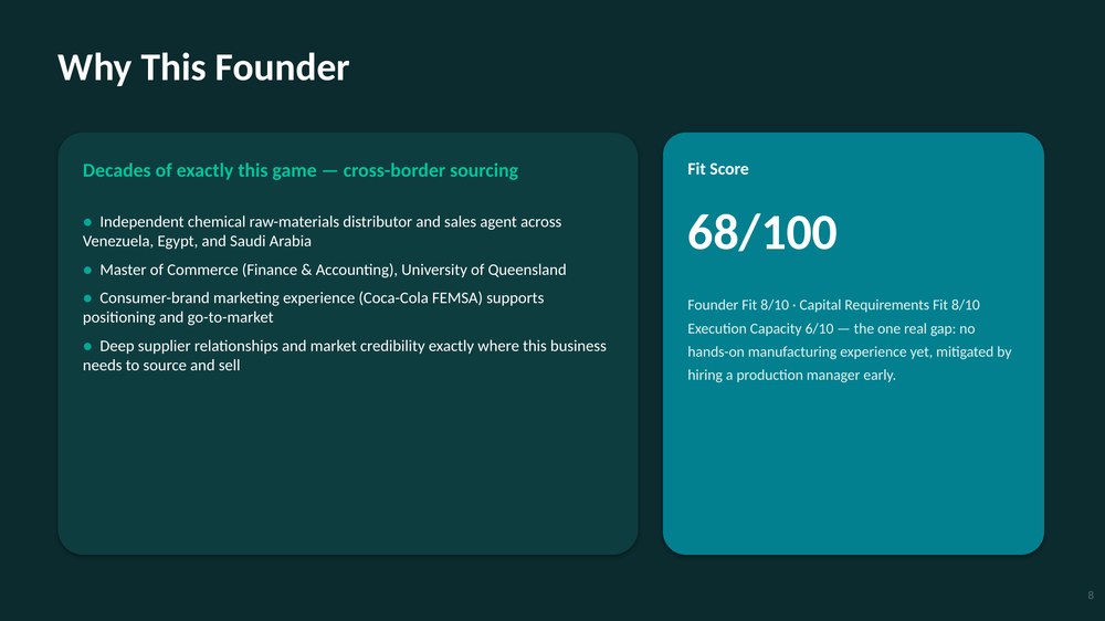 Casaverde pitch deck founder fit slide